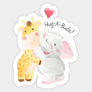 cute animal friends-hug each others Sticker